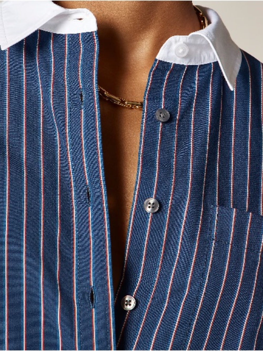 Like New J. Crew Étienne cropped button-up shirt in striped cotton poplin - Picture 2 of 5